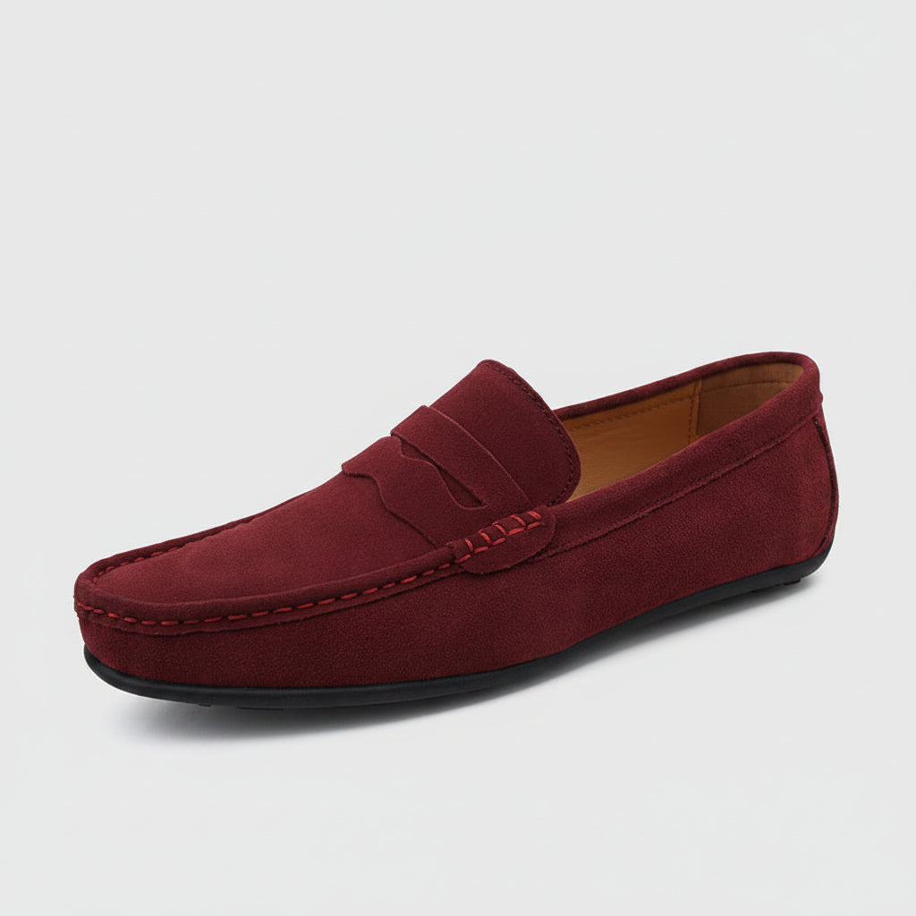 Men's Solid Color Suede Loafers Breathable Comfort Slip-on Flat Shoes.......