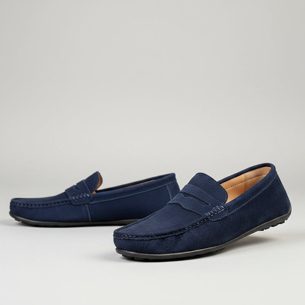Men's Solid Color Suede Loafers Breathable Comfort Slip-on Flat Shoes..