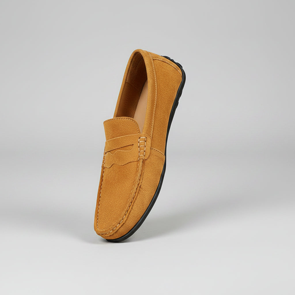 Men's Solid Color Suede Loafers Breathable Comfort Slip-on Flat Shoes.
