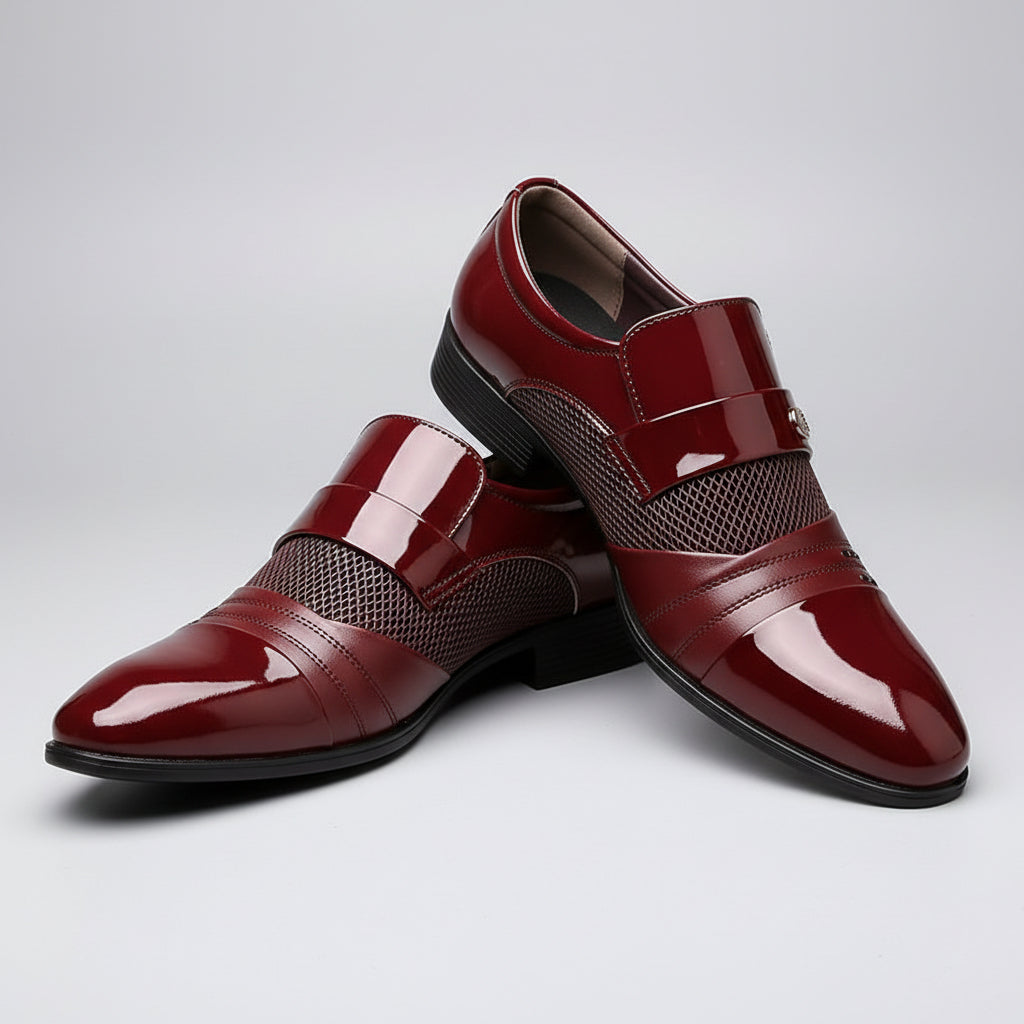 Wine Red Fashion Patchwork Leather Shoes For Men....
