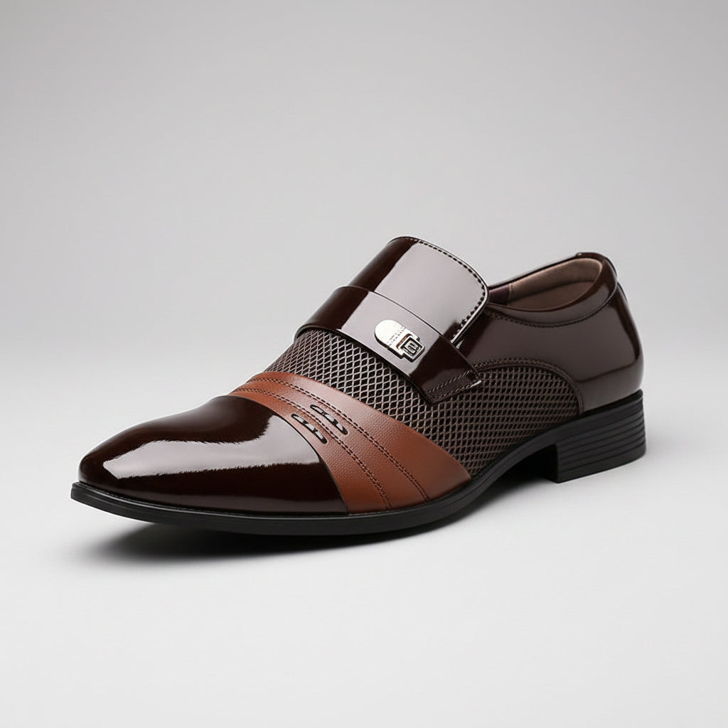 Wine Red Fashion Patchwork Leather Shoes For Men...