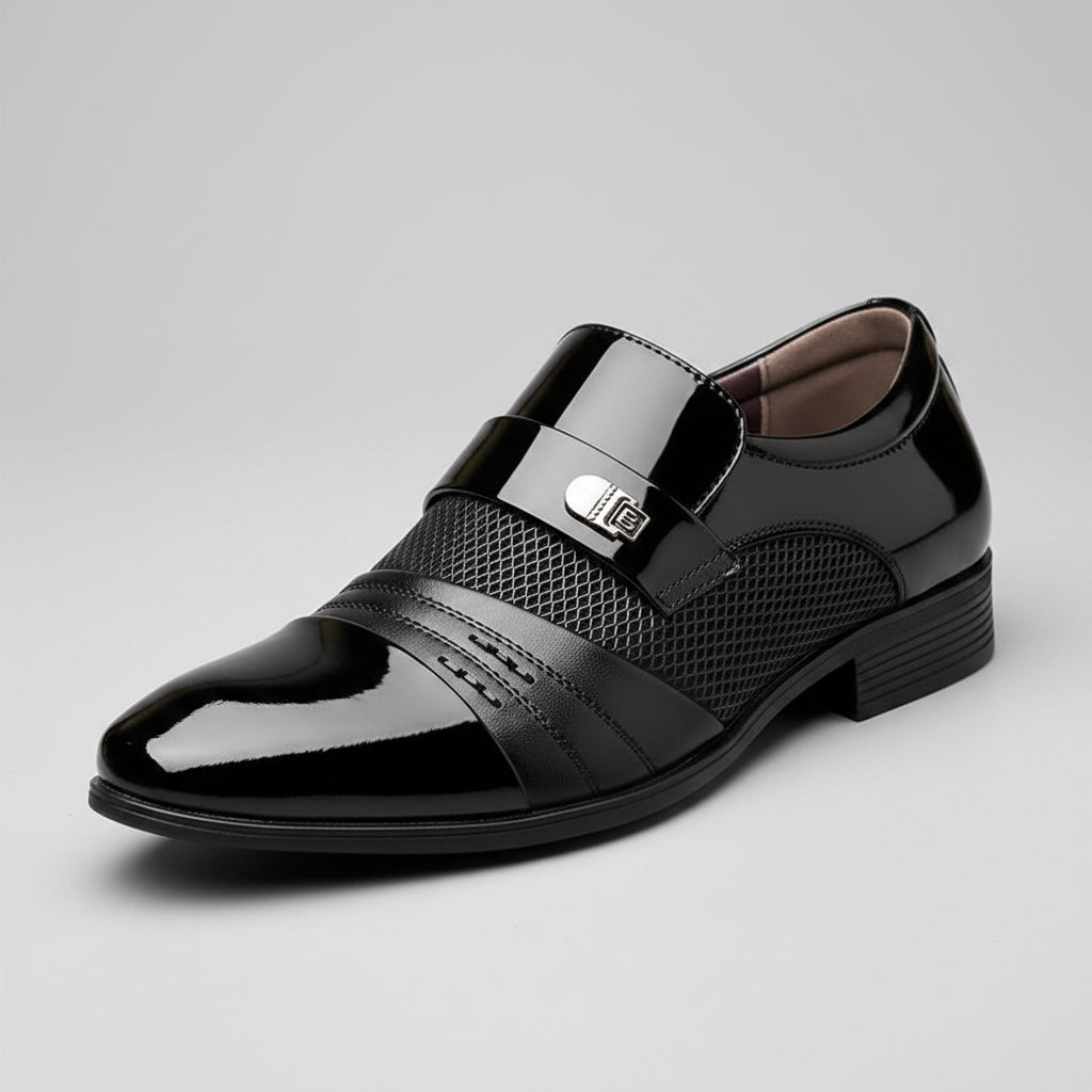 Wine Red Fashion Patchwork Leather Shoes For Men..