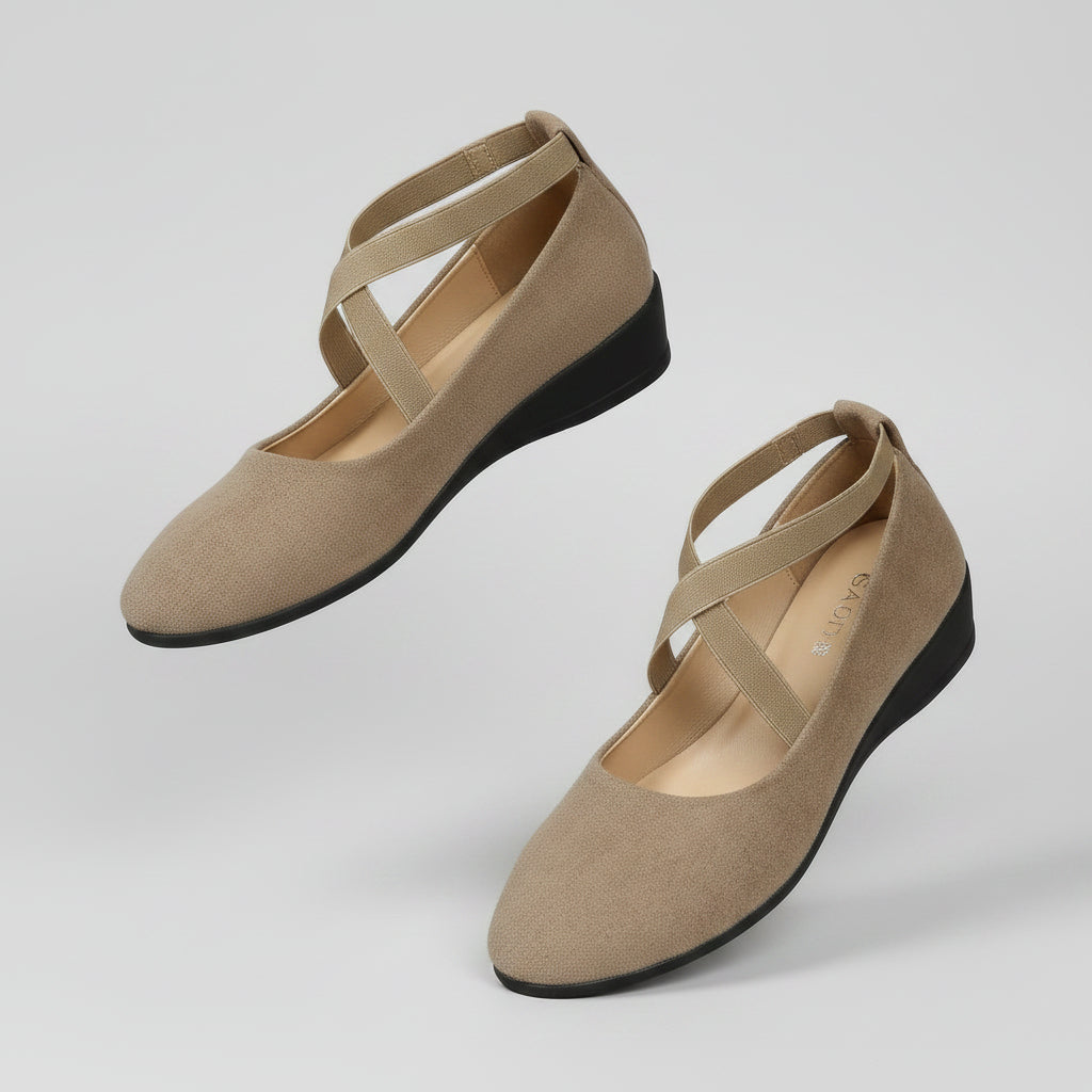 Women's Pointed Toe Wedges Shoes Fashion Cross-straped Flats Casual Pumps...