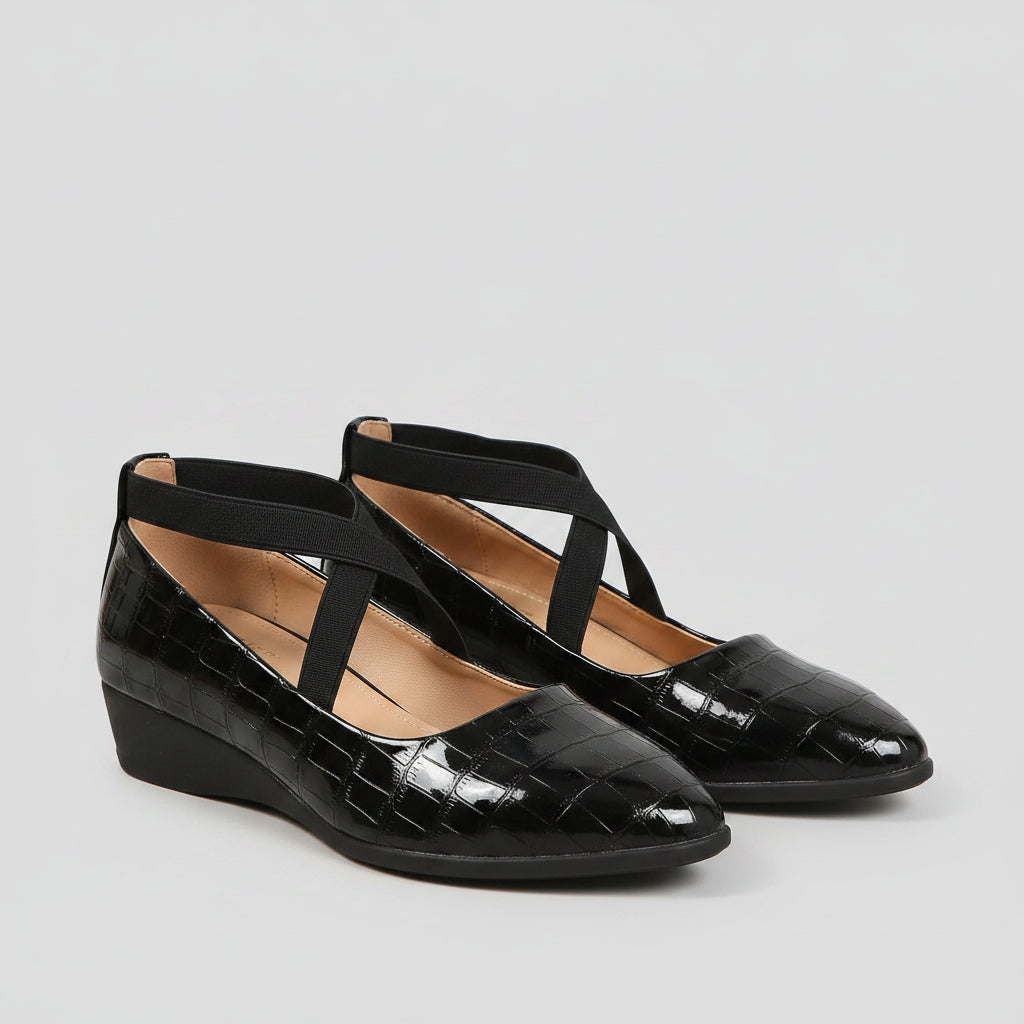Women's Pointed Toe Wedges Shoes Fashion Cross-straped Flats Casual Pumps..